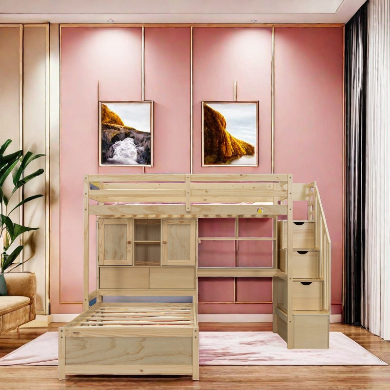 Platform loft bed with storage sale